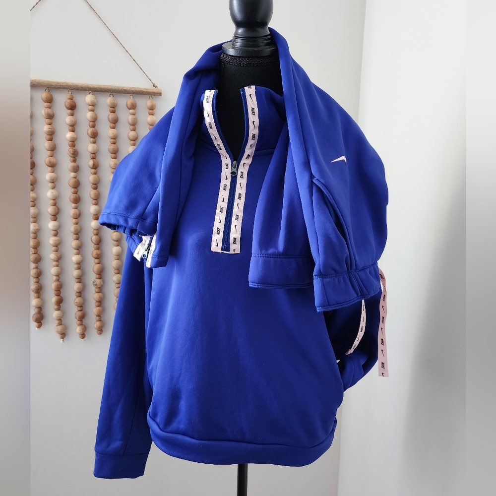 NIKE Womens Therma Fleece Training Set Blue Size Small